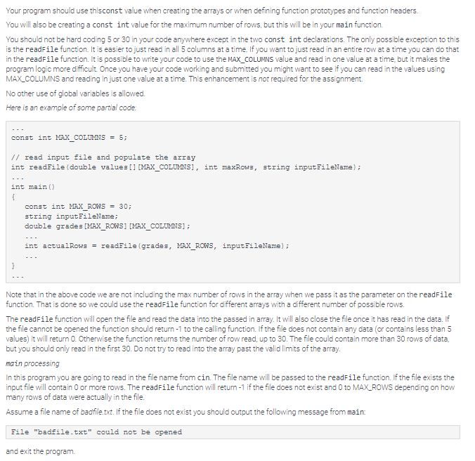 Solved C++ requirements • The program must make use of a two