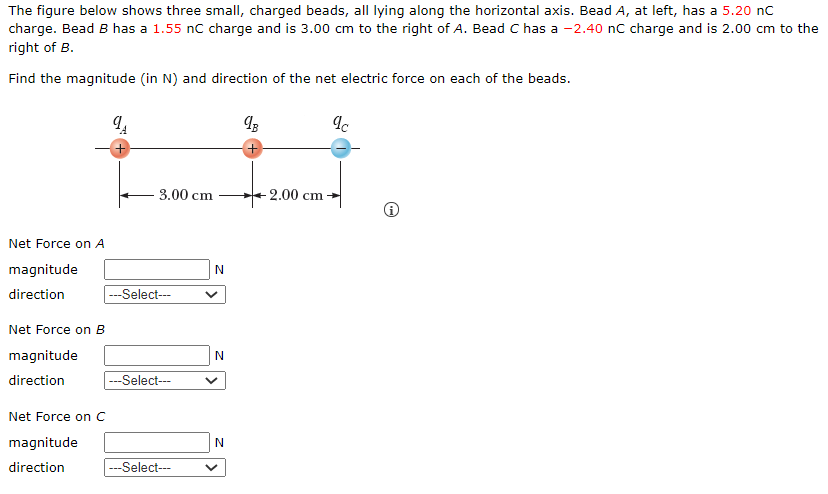 Solved The figure below shows three small, charged beads, | Chegg.com