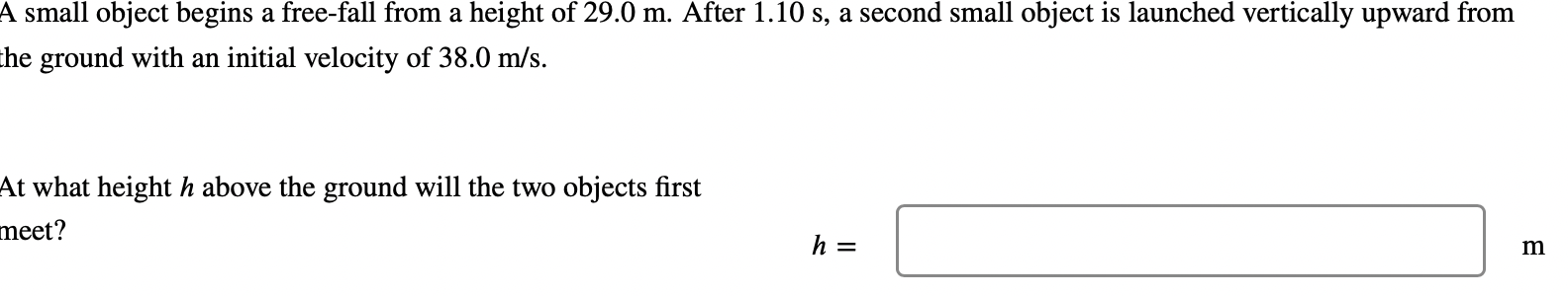 Solved A small object begins a free-fall from a height of | Chegg.com