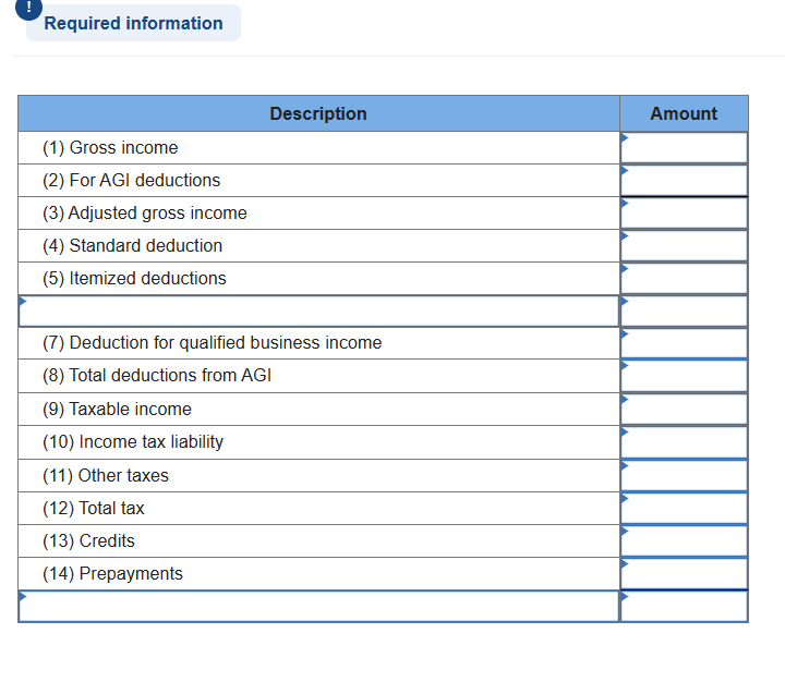 Solved (6) Greater of standard deduction or itemized | Chegg.com