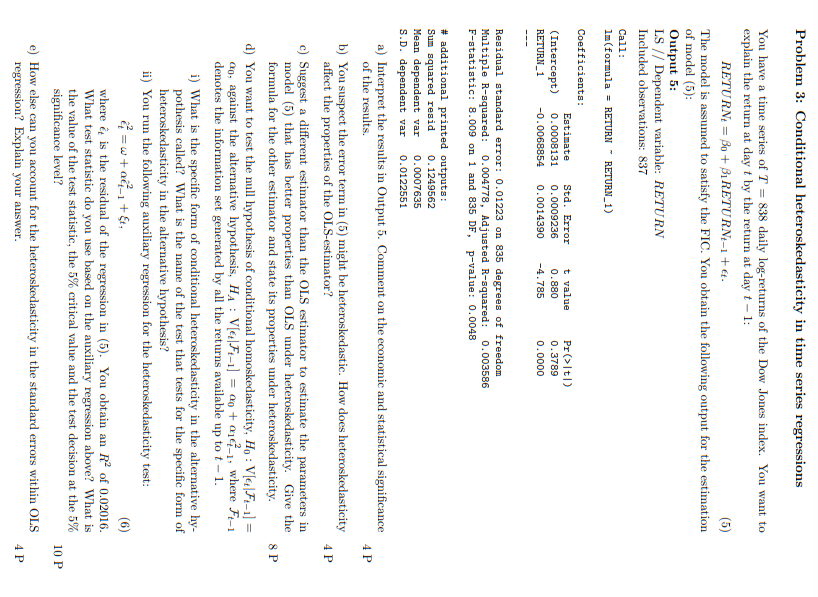 Solved Problem 3: Conditional heteroskedasticity in time | Chegg.com