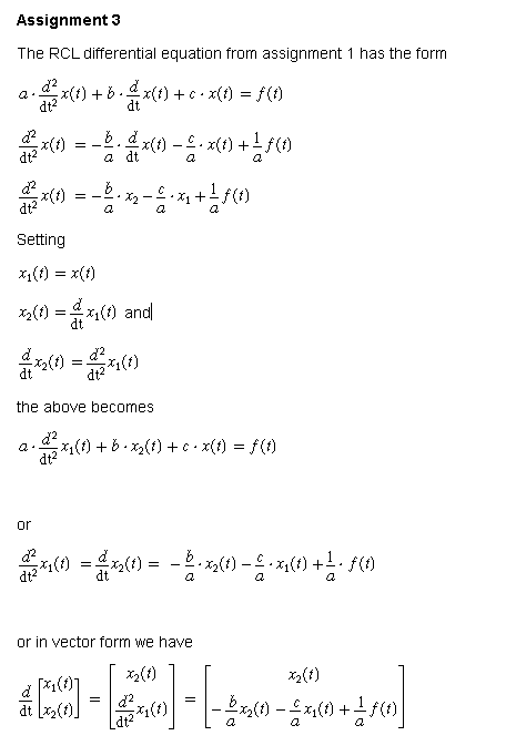 Solved Assignment 3 The RCL differential equation from | Chegg.com