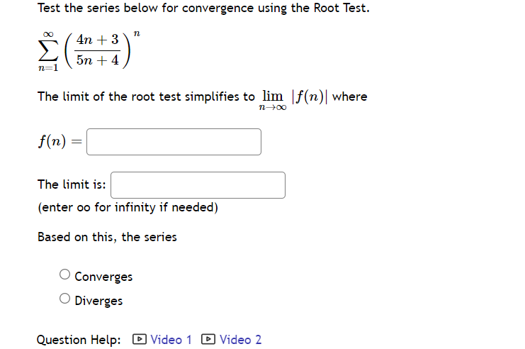 Test the series below for convergence using the Root | Chegg.com