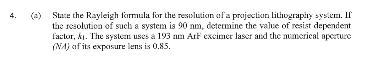 Solved 4. (a) State the Rayleigh formula for the resolution | Chegg.com