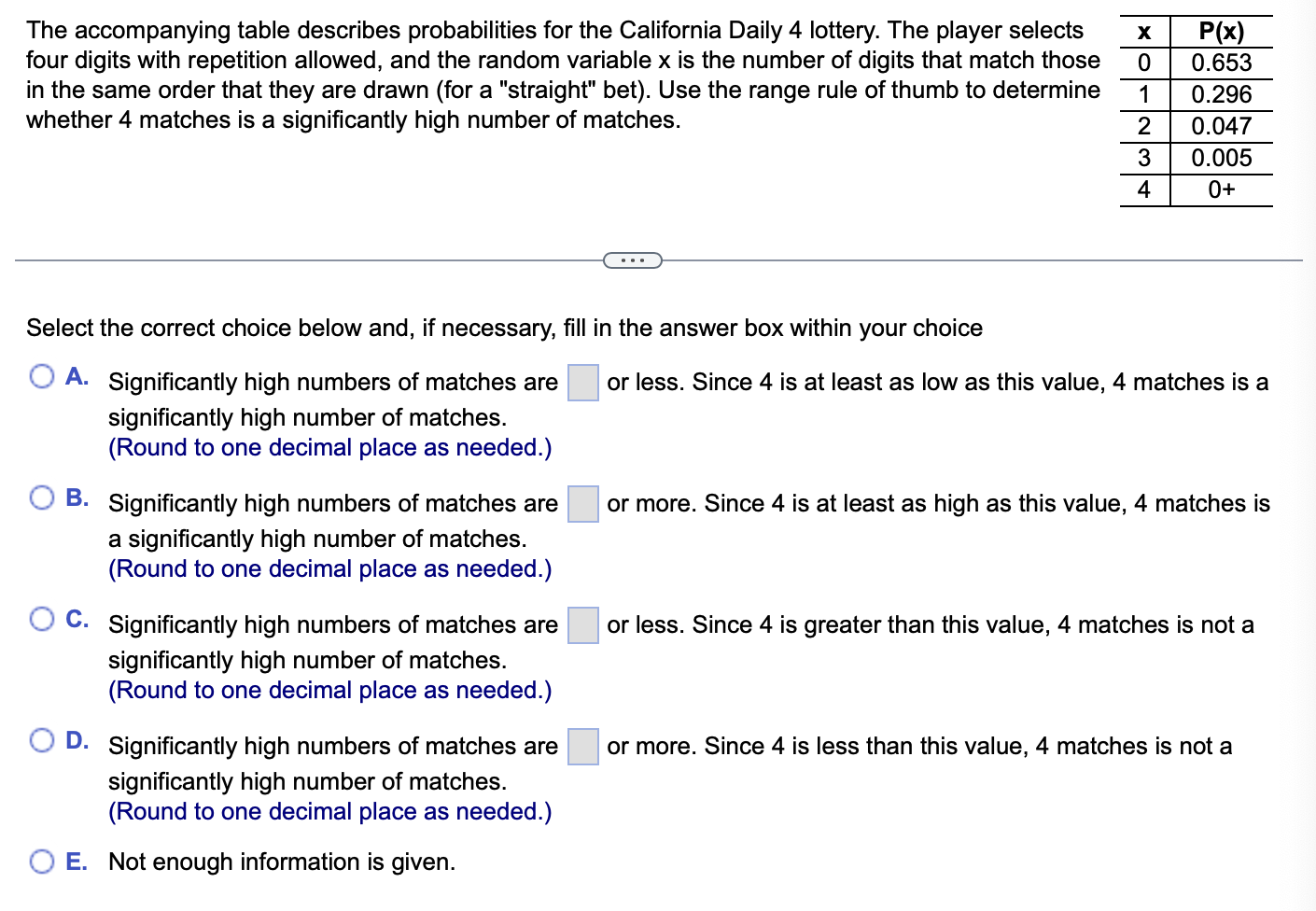 Solved The Accompanying Table Describes Probabilities For | Chegg.com