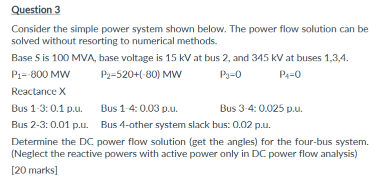 Question 3consider The Simple Power System Shown Chegg