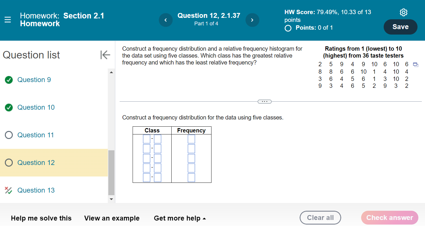 Solved Construct a frequency distribution and a relative | Chegg.com