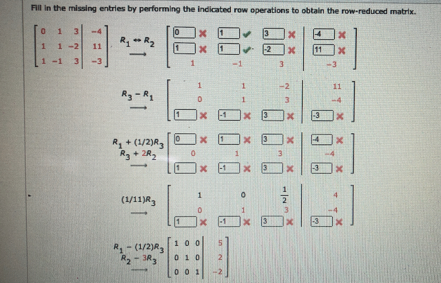 Solved Fill in the missing entries by performing the Chegg