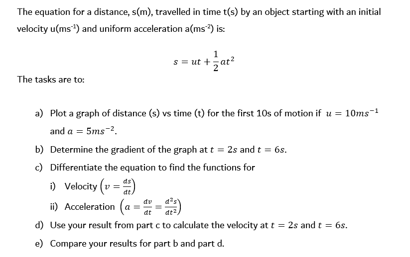 Solved The equation for a distance, s(m), travelled in time | Chegg.com