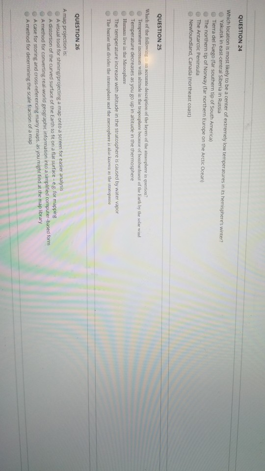 Solved QUESTION 24 Which location is most likely to be a | Chegg.com