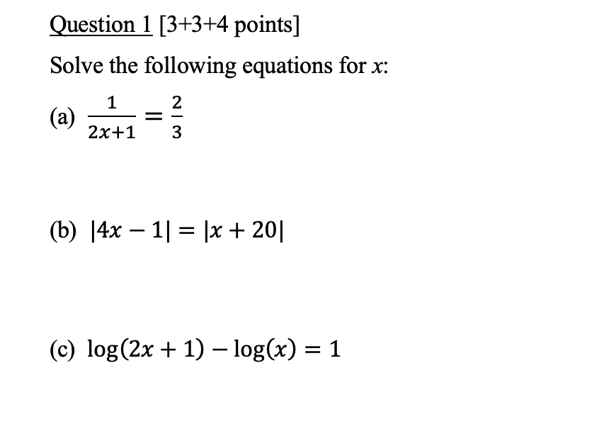 Solved Question 1 [3+3+4 points] Solve the following | Chegg.com