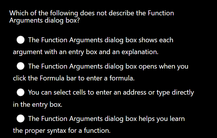Solved Which of the following does not describe the Function | Chegg.com