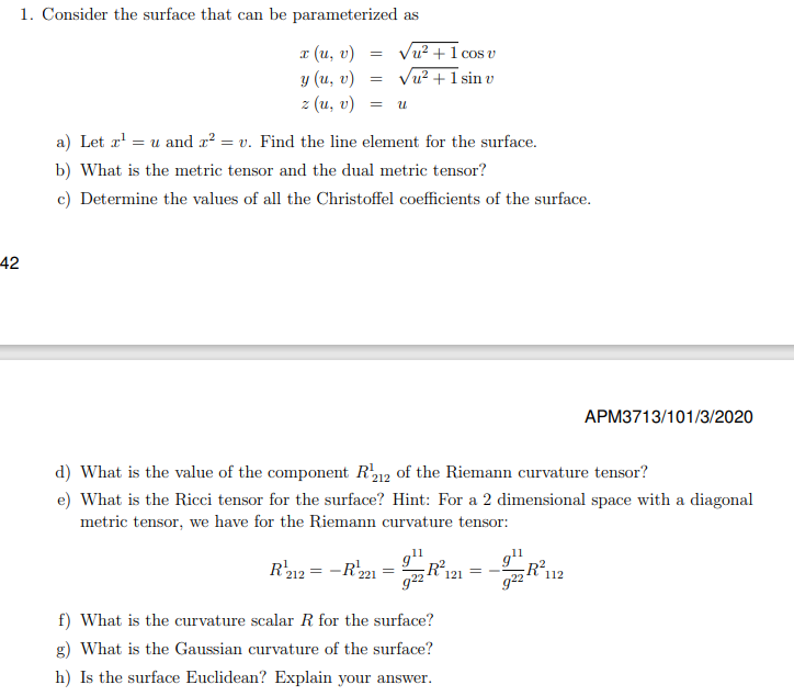 1 Consider The Surface That Can Be Parameterized Chegg Com