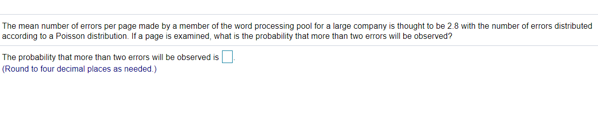 Solved The mean number of errors per page made by a member | Chegg.com