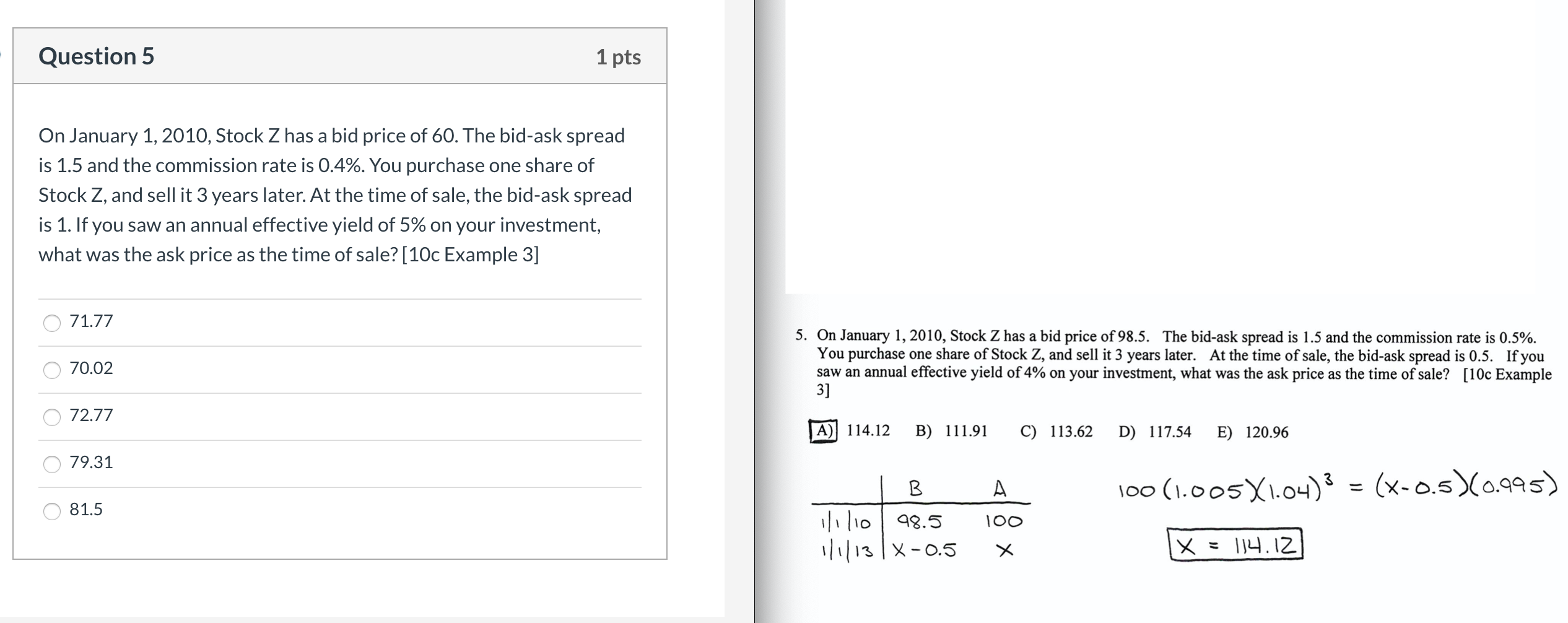 Solved Question 5 1 pts On January 1, 2010, Stock Z has a | Chegg.com