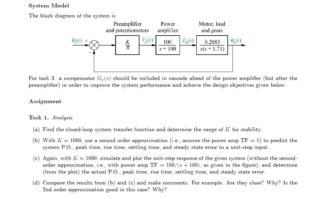 System Model The block diagram of the system is | Chegg.com