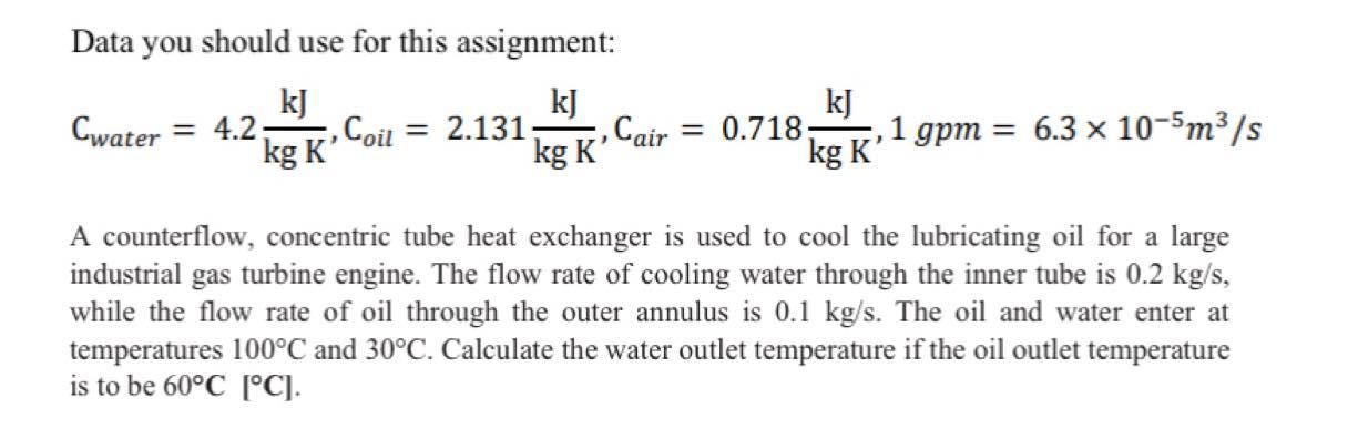 Solved Data you should use for this assignment: Cwater | Chegg.com