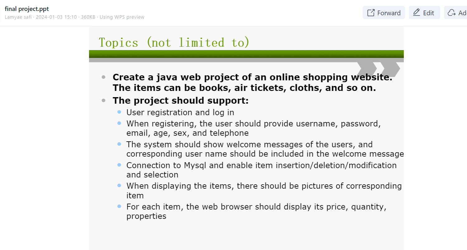 Create a java web project of an online shopping | Chegg.com