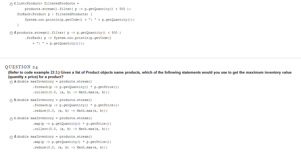 Solved QUESTION 23 Code example 22-3 public class Product [ | Chegg.com