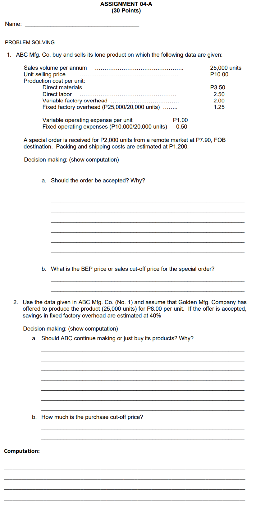 Solved PROBLEM SOLVING 1. ABC Mfg. Co. buy and sells its | Chegg.com