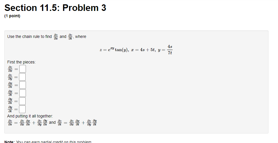 Solved Section 11.5: Problem 3 (1 point) Use the chain rule | Chegg.com