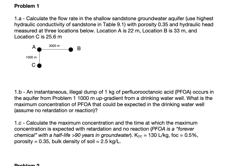 Problem 1 1.a Calculate the flow rate in the
