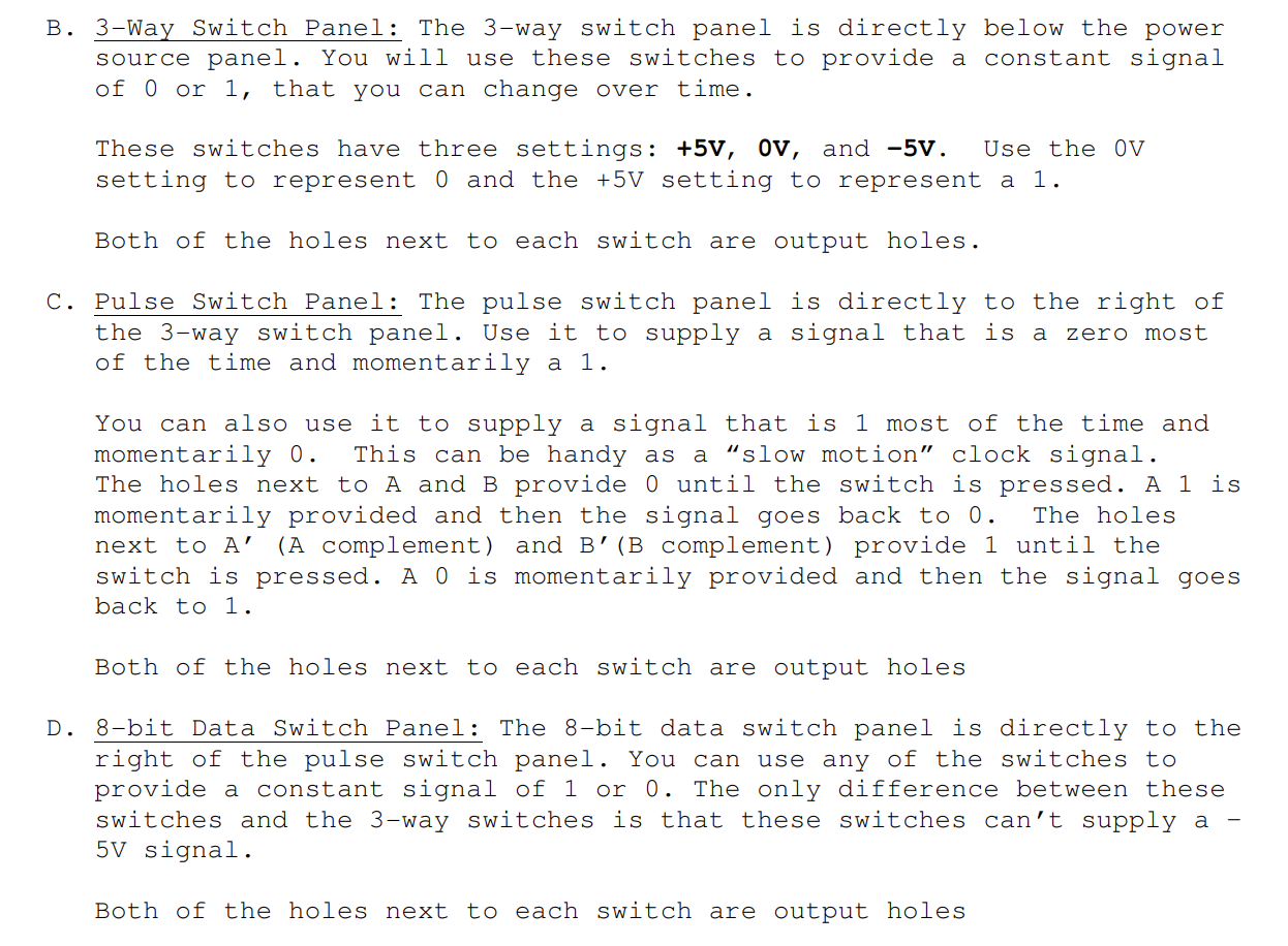 Section II. IDL Control Panels lists all the inputs | Chegg.com
