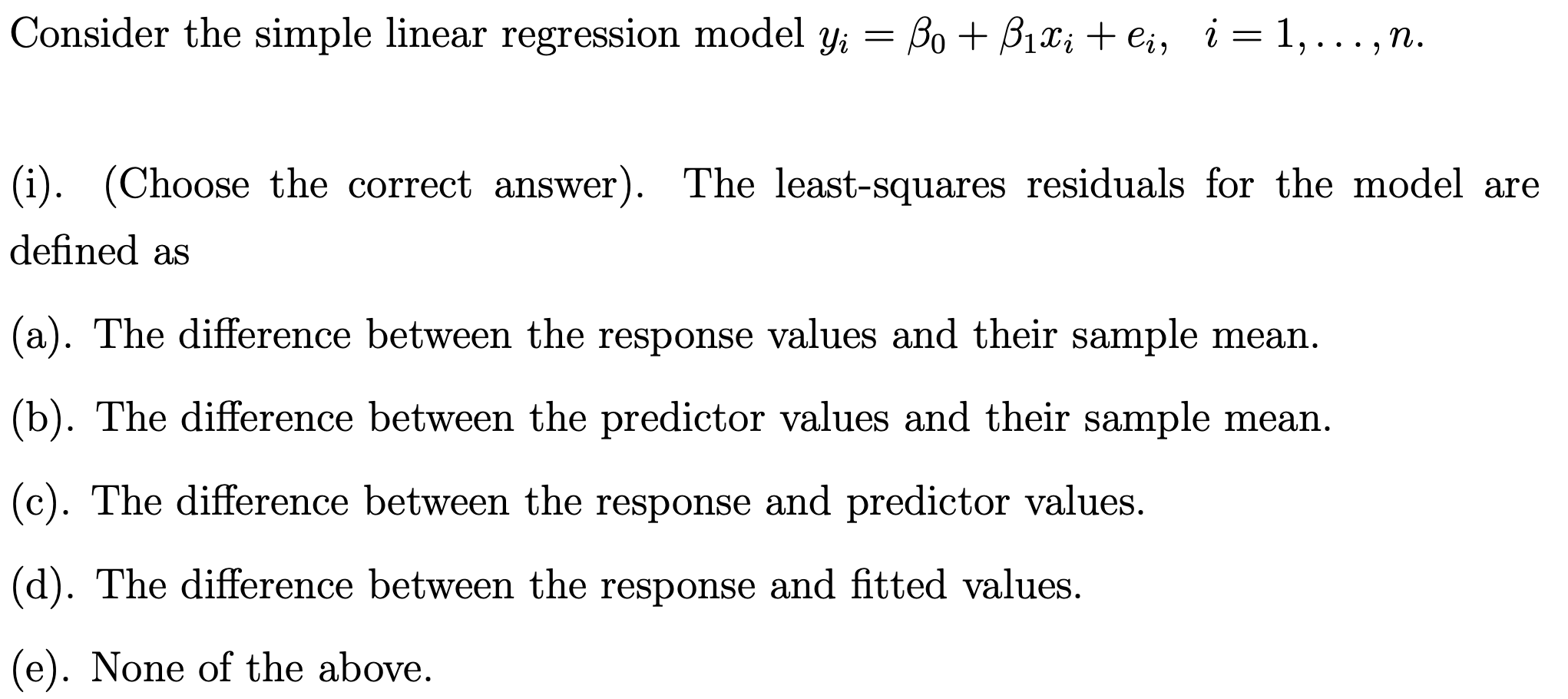 Solved Consider the simple linear regression model Yi = Be + | Chegg.com