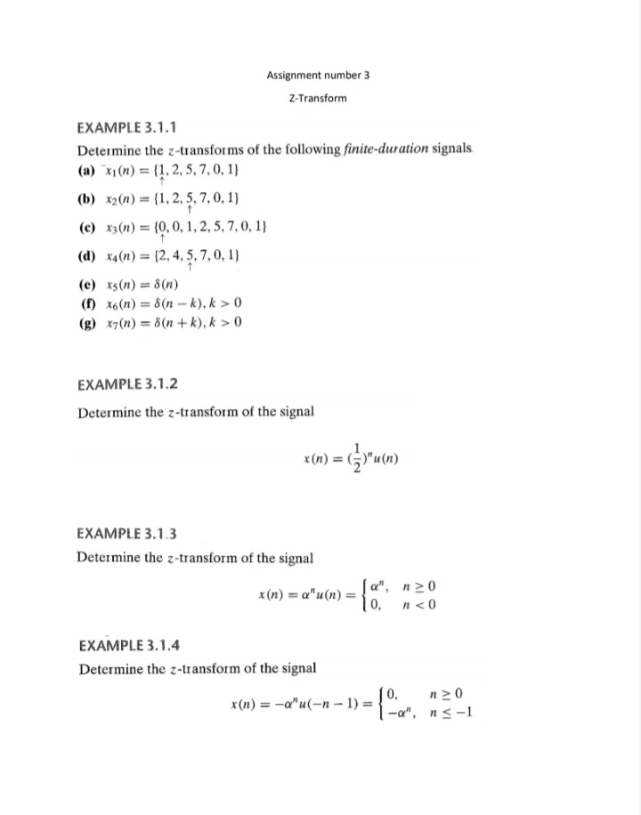 Solved Assignment Number 3 Z Transform Example 3 1 1 Chegg