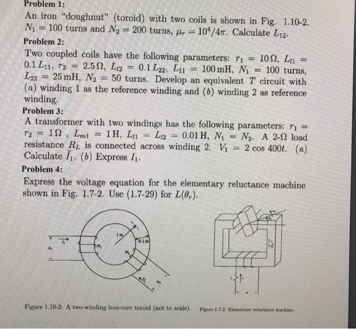 Solved Problem 1 An Iron Doughnut Toroid With Two Coils