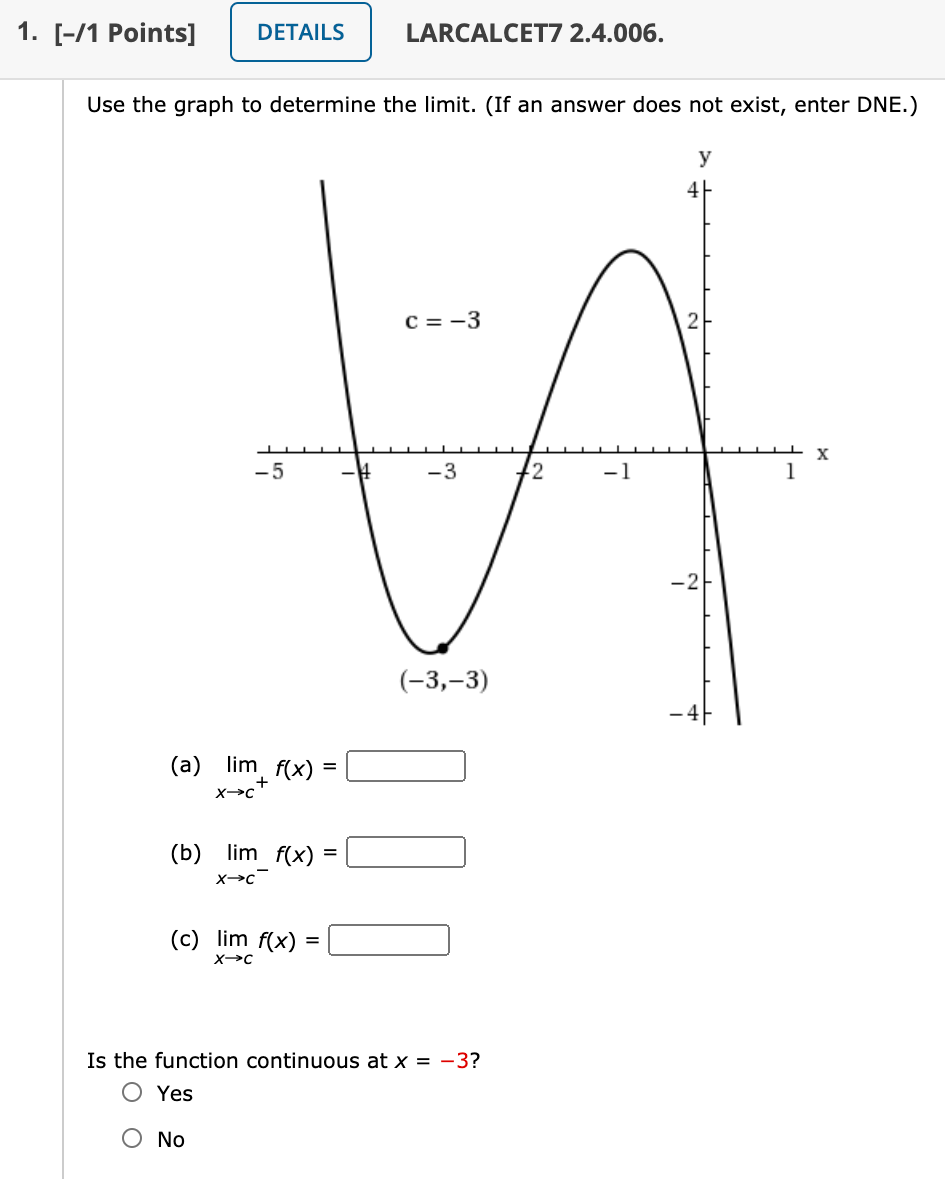 Solved 1. [-/1 Points] DETAILS LARCALCET7 2.4.006. Use the | Chegg.com