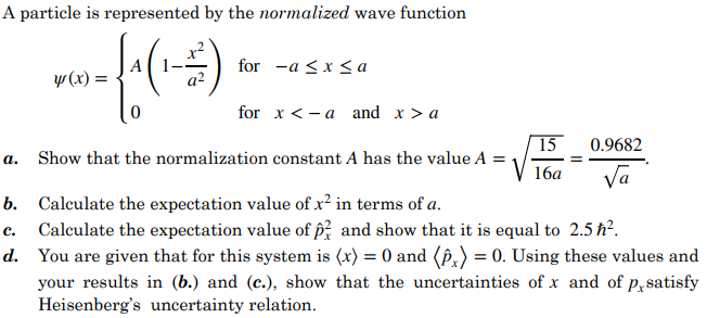 Solved a2 A particle is represented by the normalized wave | Chegg.com