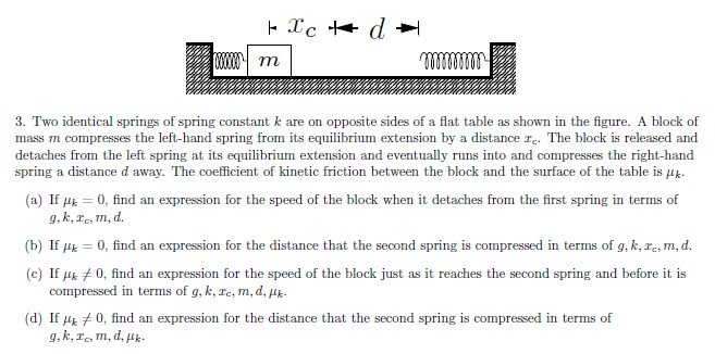 Solved EXC++ d 2000 m mom 3. Two identical springs of spring | Chegg.com