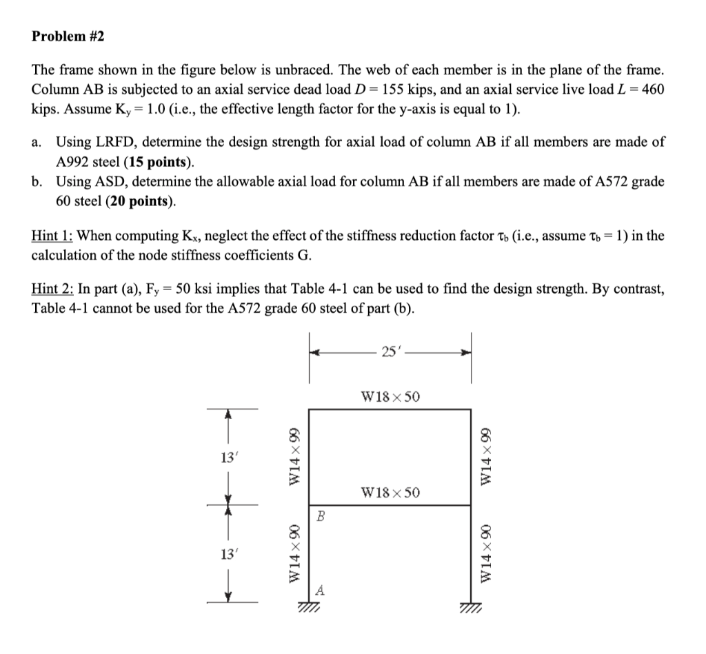 Solved Problem #2 The Frame Shown In The Figure Below Is | Chegg.com