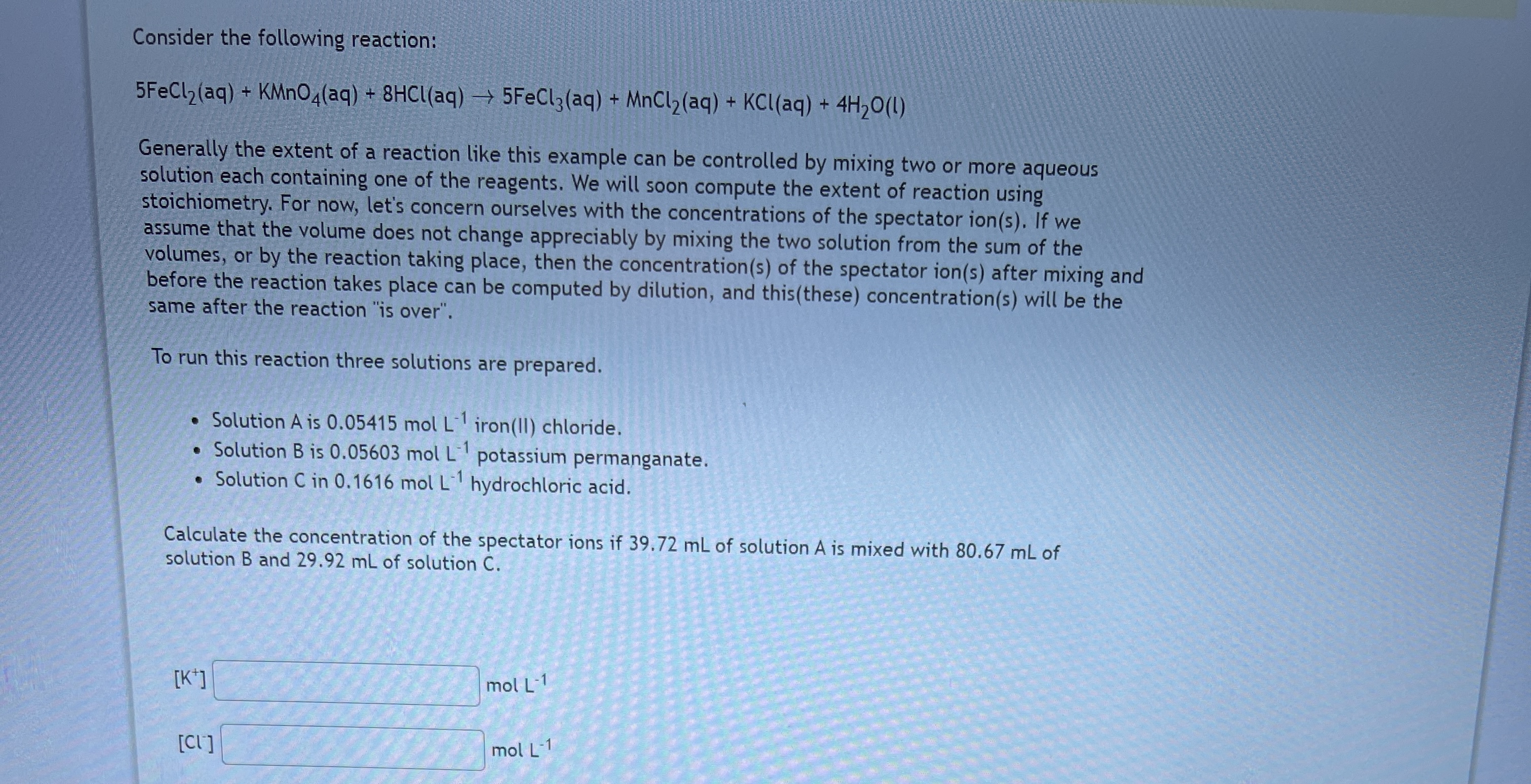 Solved Consider The Following Reaction: | Chegg.com