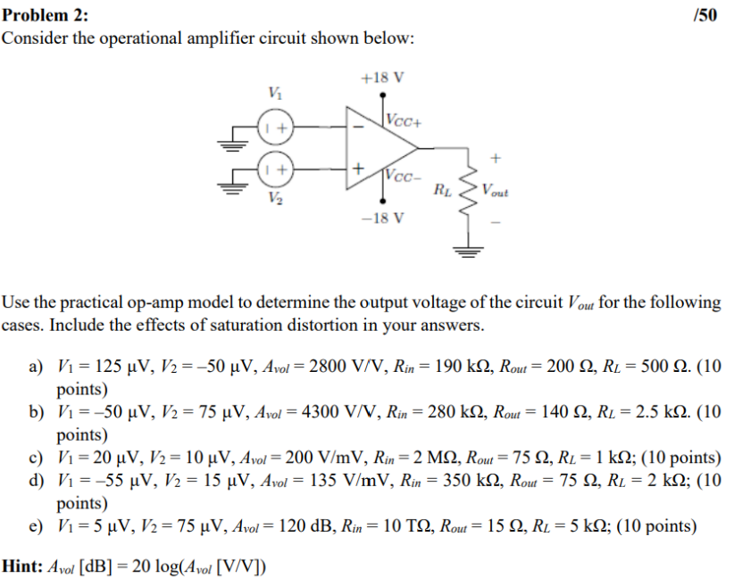 Solved Consider The Operational Amplifier Circuit Shown | Chegg.com