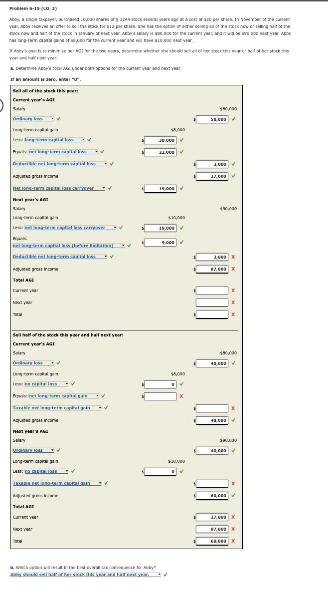 Solved Problem 6-15 (LO. 2)Abby, a single taxpayer, | Chegg.com 