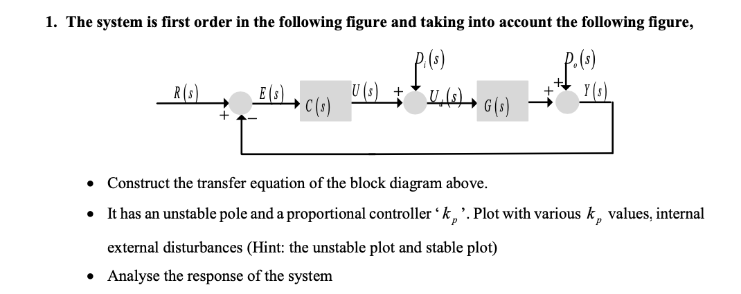 Solved 1. The system is first order in the following figure | Chegg.com