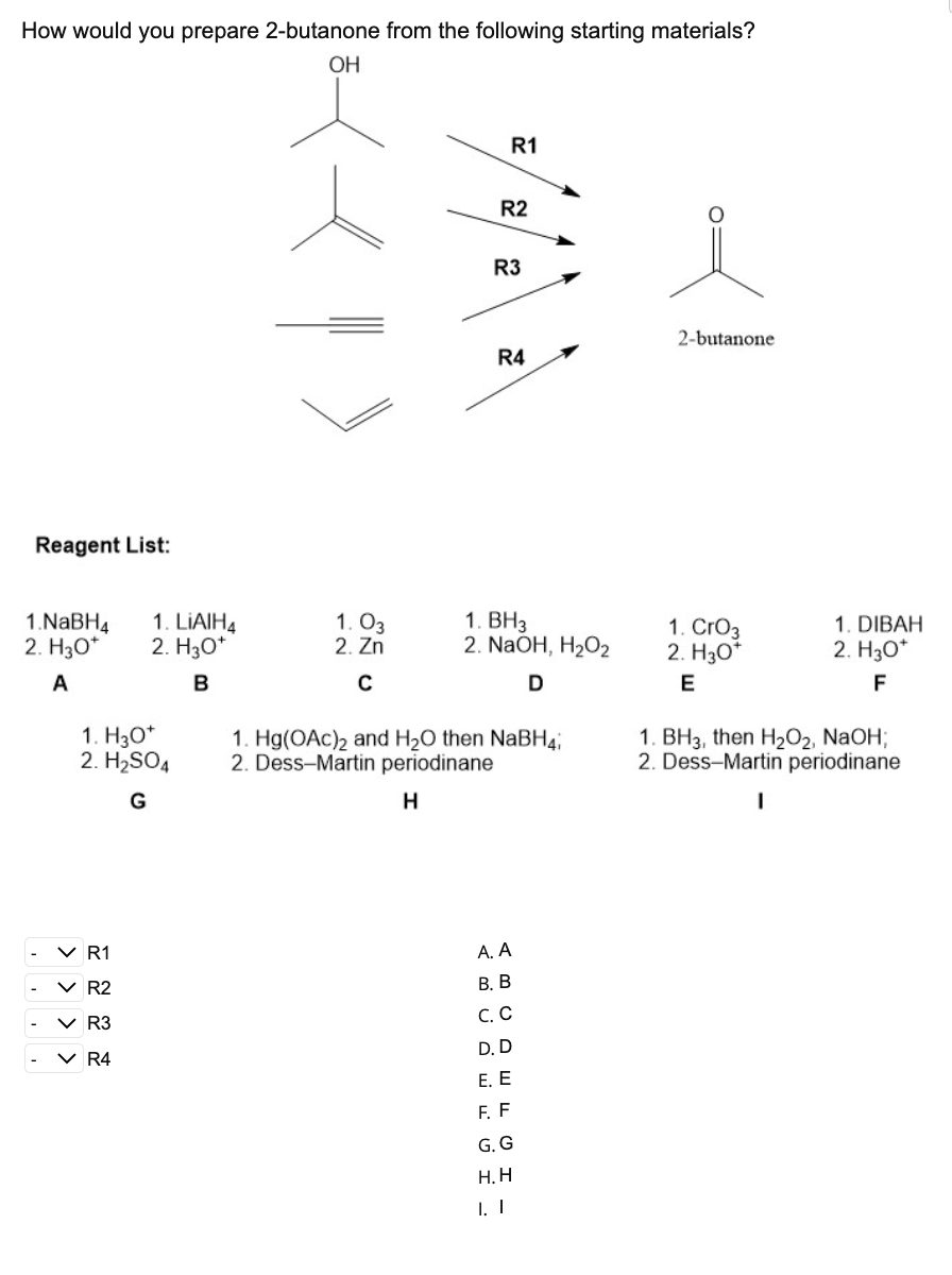 Solved Predict the products P1−P3 from Reagent List A−F, | Chegg.com