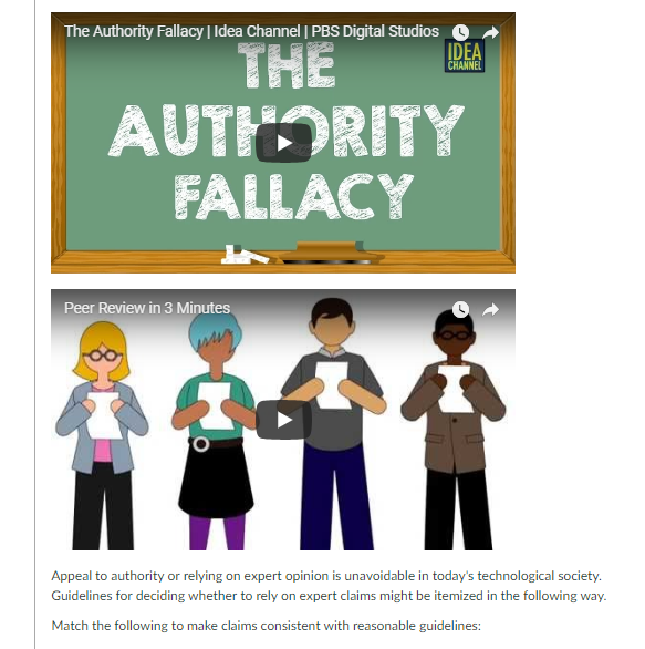 Solved The Authority Fallacy I Idea Channel Pbs Digital Chegg