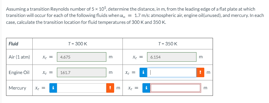 Solved Assuming a transition Reynolds number of 5 x 105, | Chegg.com