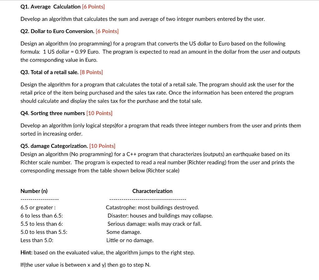 Solved Q1. Average Calculation (6 Points) Develop an | Chegg.com