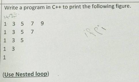 Solved Write a program in C++ to print the following figure. | Chegg.com