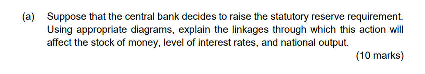 Solved (a) Suppose That The Central Bank Decides To Raise | Chegg.com