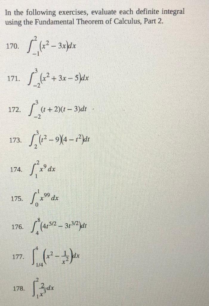 Solved In the following exercises, evaluate each definite | Chegg.com