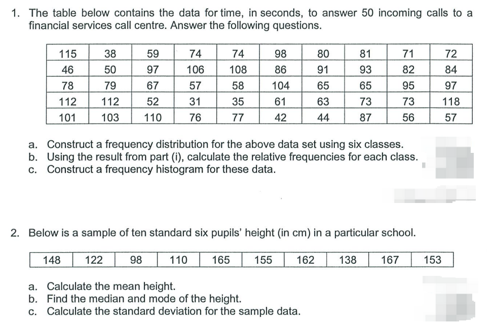 Solved The table below contains the data for time, in | Chegg.com