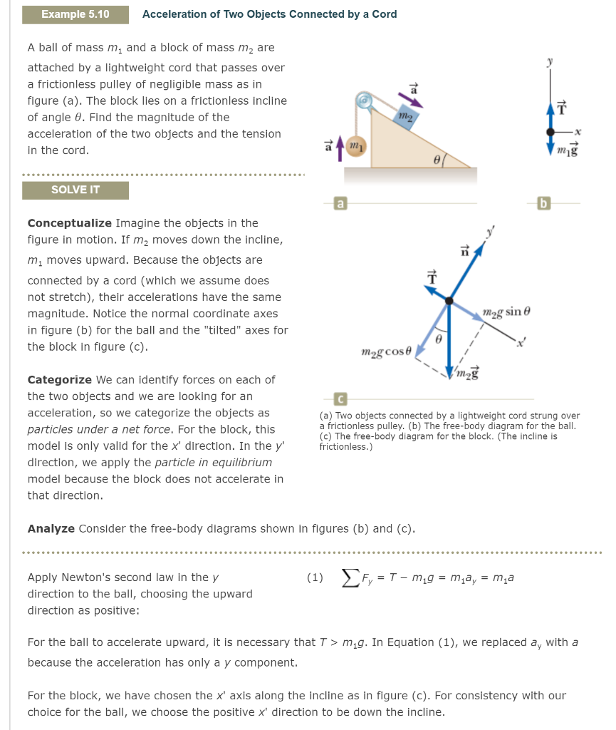 Solved Example 5.10 Acceleration of Two Objects Connected by | Chegg.com