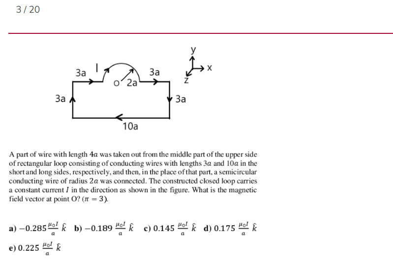 Solved 3/20 y За 3 3a 2a Z За За 10a A part of wire with | Chegg.com
