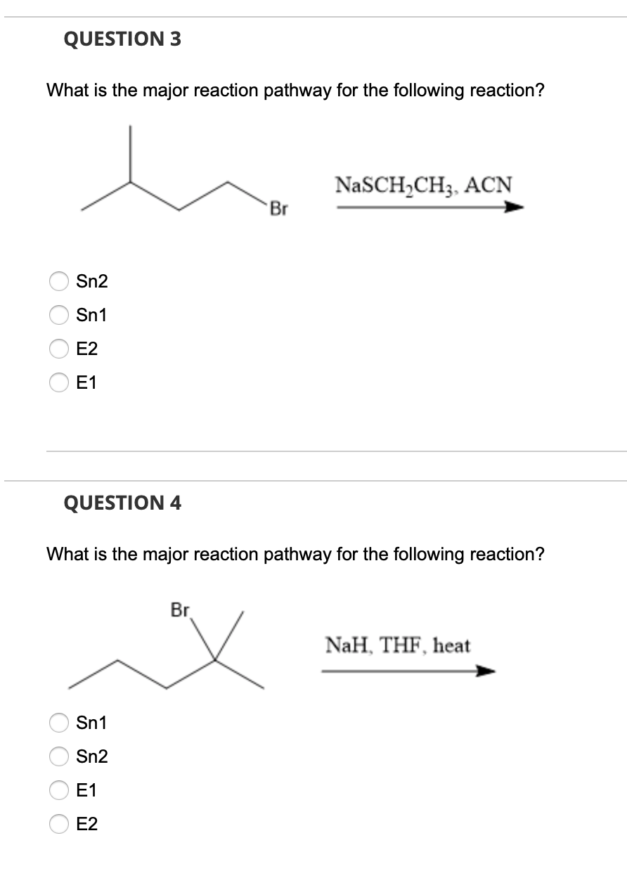 Solved What is the major reaction pathway for the following | Chegg.com