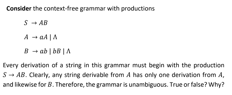 Solved Consider the context-free grammar with productions | Chegg.com